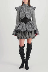 Printed recycled light satin mini dress