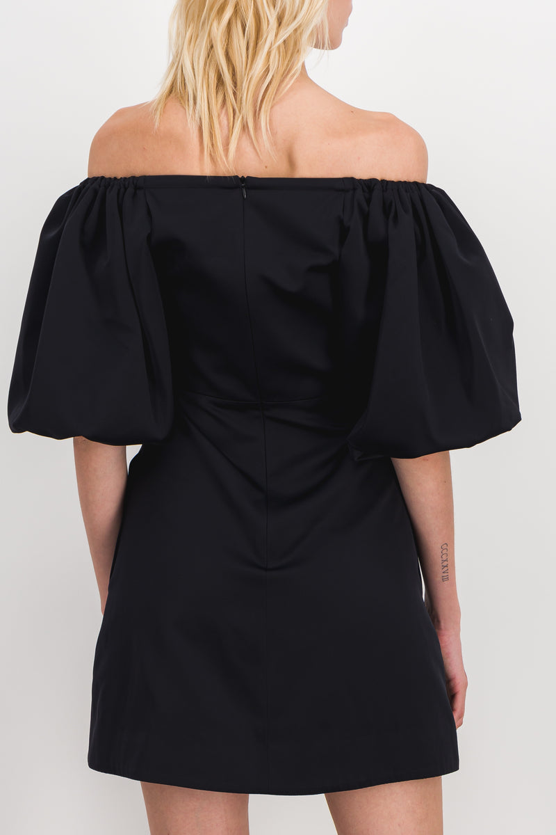 Patou - Drawstring mini dress with puff sleeves