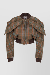 Cropped oversize bomber with large collar
