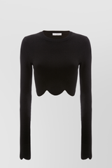 Cropped scallop hem sweater