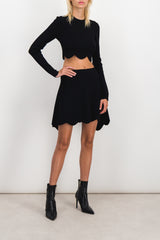 Cropped scallop hem sweater