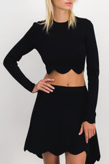 Cropped scallop hem sweater