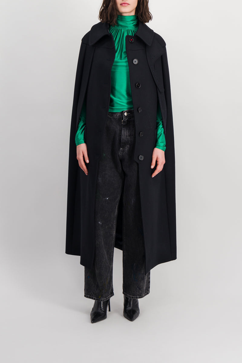 Maison Margiela - Long wool cape coat