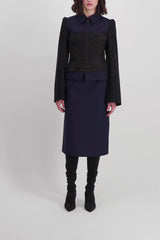 Wide sleeve bi-coloured fitted jacket