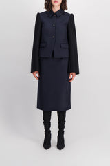 Wide sleeve bi-coloured fitted jacket