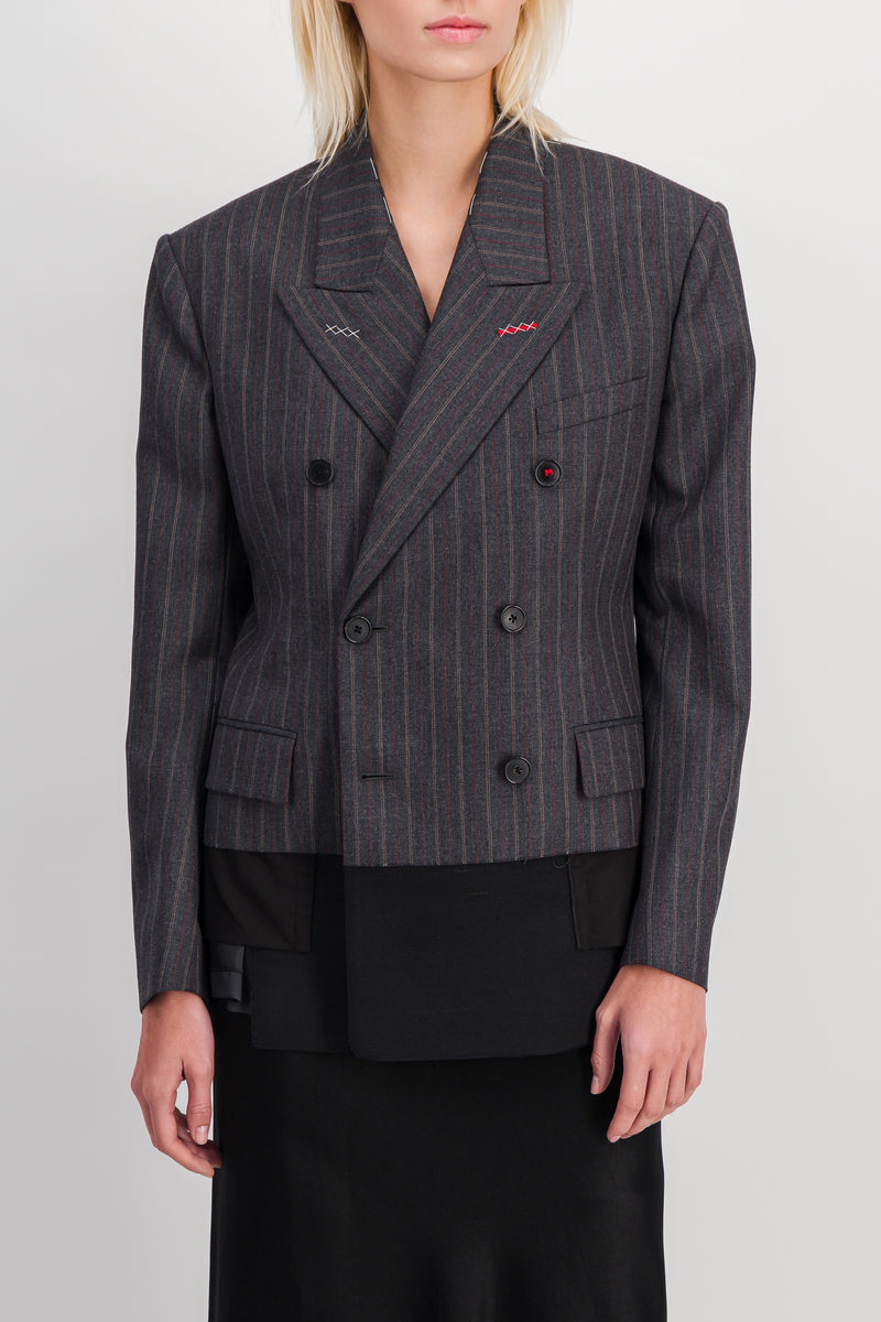 Maison Margiela - Double breasted wool satin icons blazer