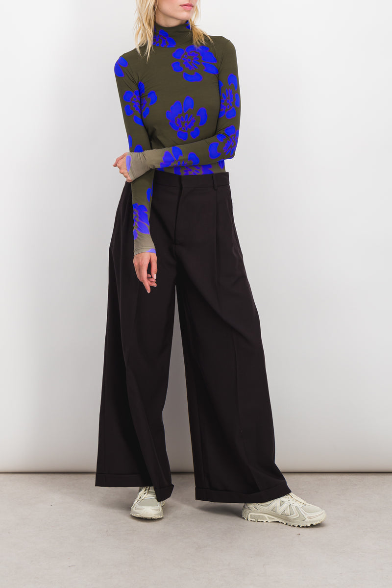 Nina Ricci - Second skin jersey top with gradient blue flower prints