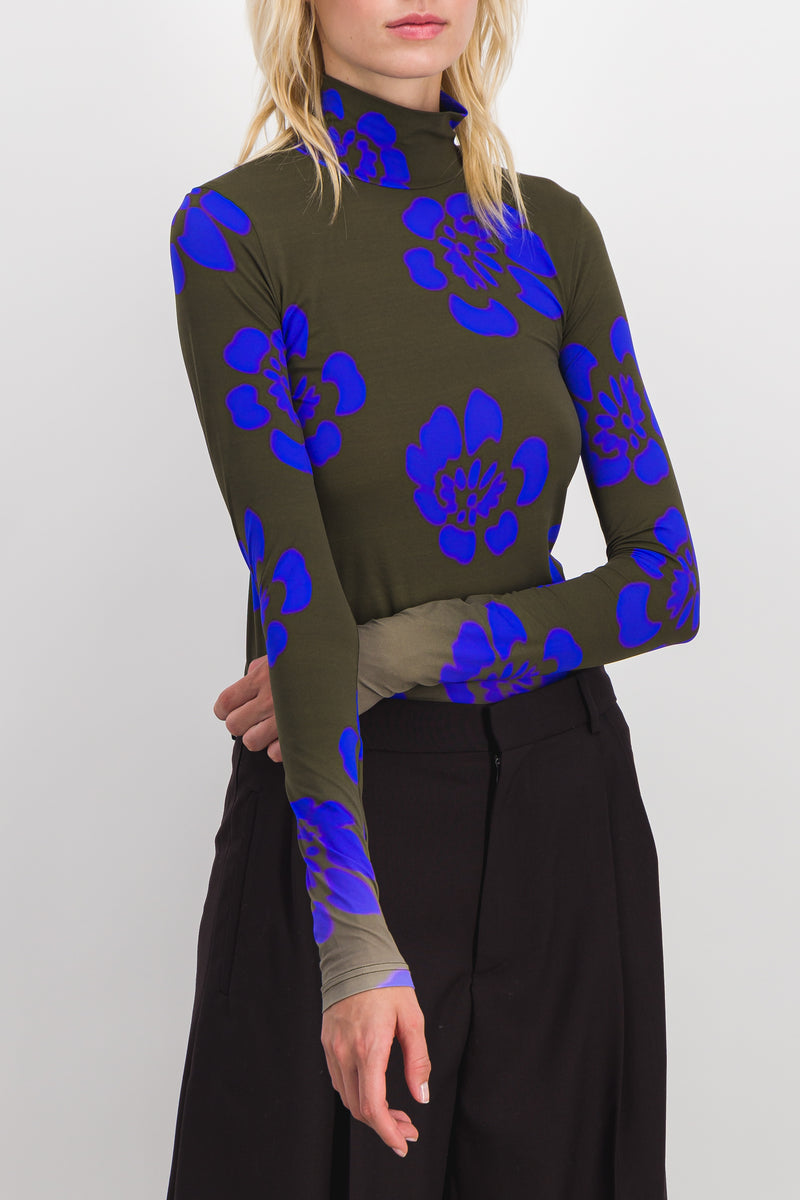 Nina Ricci - Second skin jersey top with gradient blue flower prints