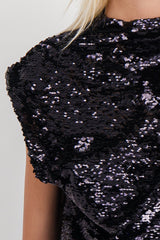 Sequined asymmetric mini-dress