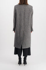 Wool straight coat with velvet collar