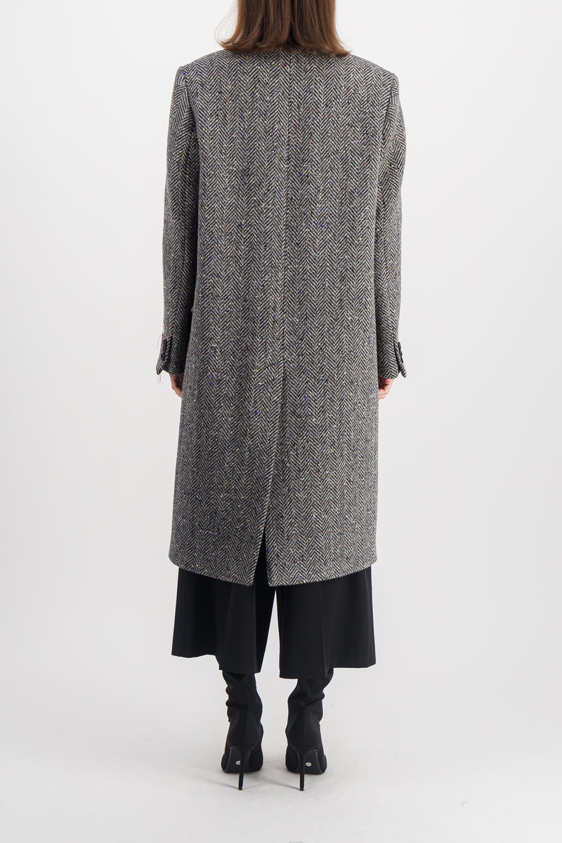 Marni - Wool straight coat with velvet collar