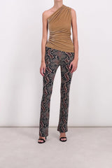 Snake print slim straight leg pants