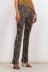 Snake print slim straight leg pants