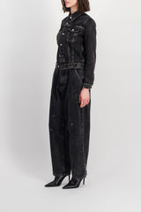 Slim washed black denim jacket