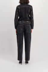 Slim washed black denim jacket