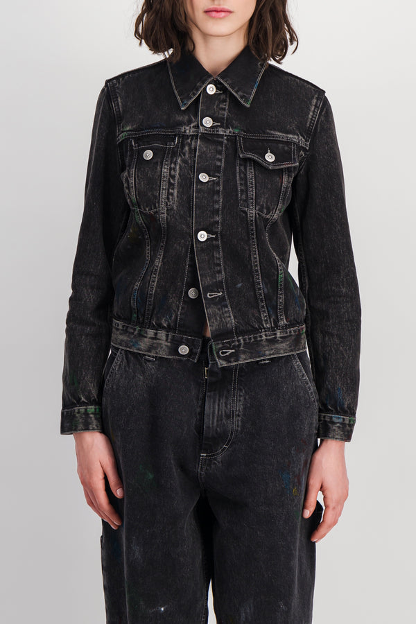 Slim washed black denim jacket