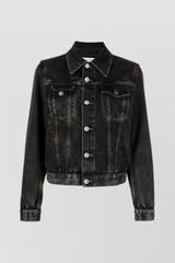 Slim washed black denim jacket