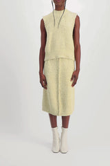 Sleeveless potato bag boucle sweater