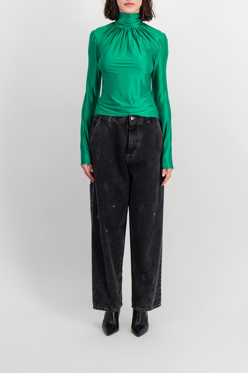 Maison Margiela - Washed black cropped boyfriend wide leg jeans