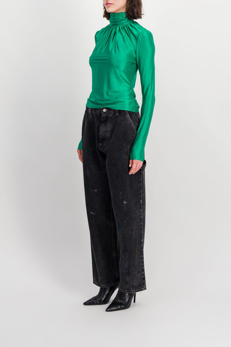 Maison Margiela - Washed black cropped boyfriend wide leg jeans