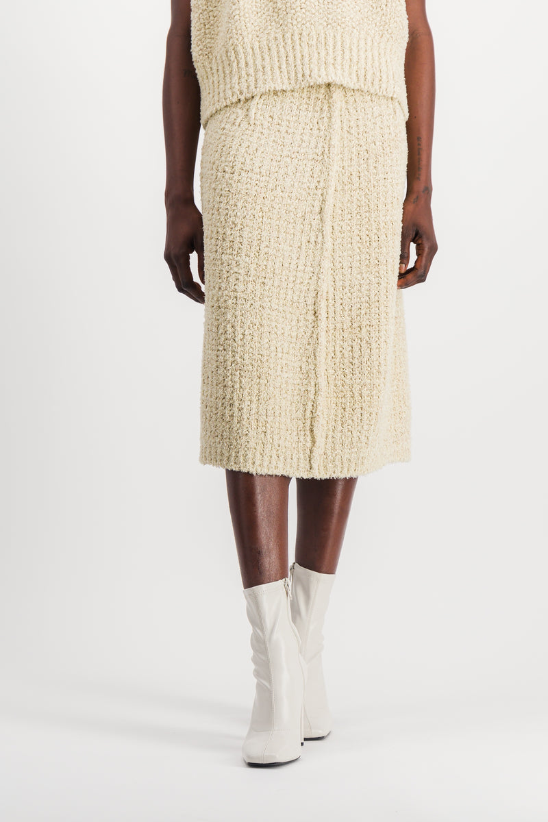 Maison Margiela - Potato bag bouclé midi pencil skirt