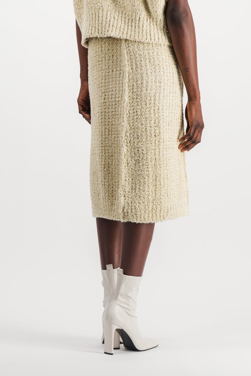 Maison Margiela - Potato bag bouclé midi pencil skirt