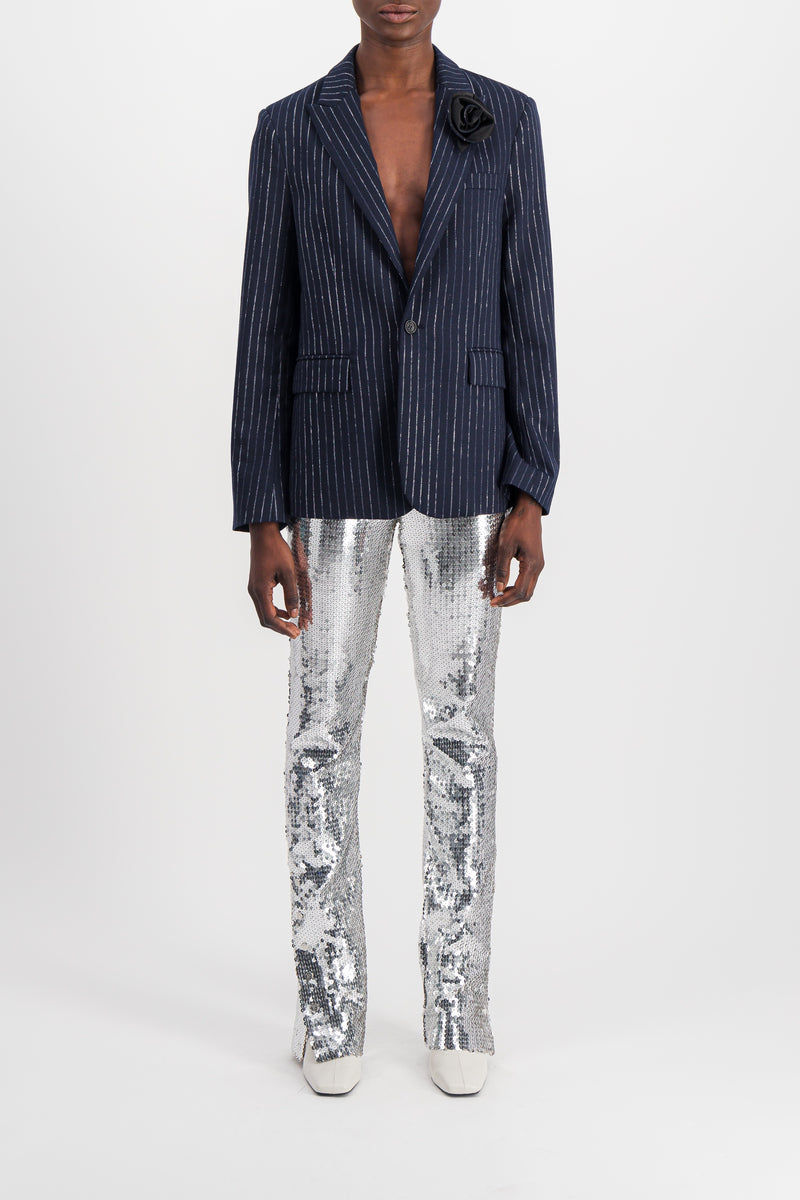 Coperni - Tuxedo jacket in crystal fibre with satin flower