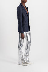 Tuxedo jacket in crystal fibre with satin flower