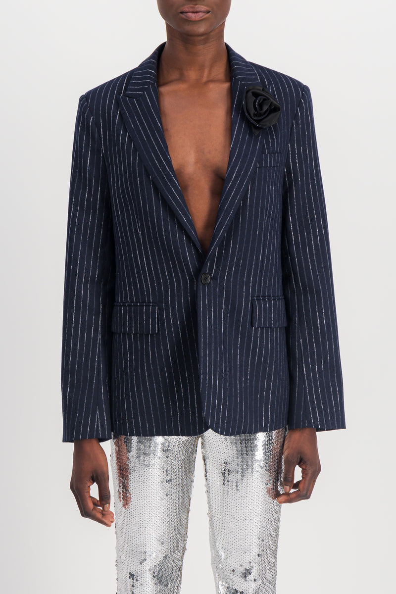 Coperni - Tuxedo jacket in crystal fibre with satin flower