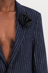 Tuxedo jacket in crystal fibre with satin flower