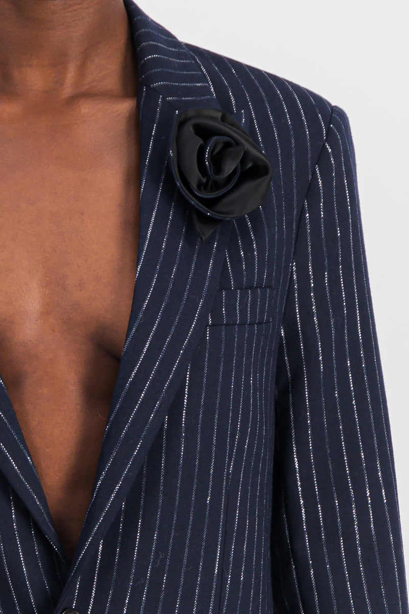 Coperni - Tuxedo jacket in crystal fibre with satin flower