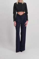 Crystal wide leg tuxedo pants