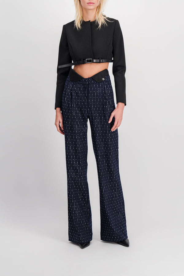 Crystal wide leg tuxedo pants