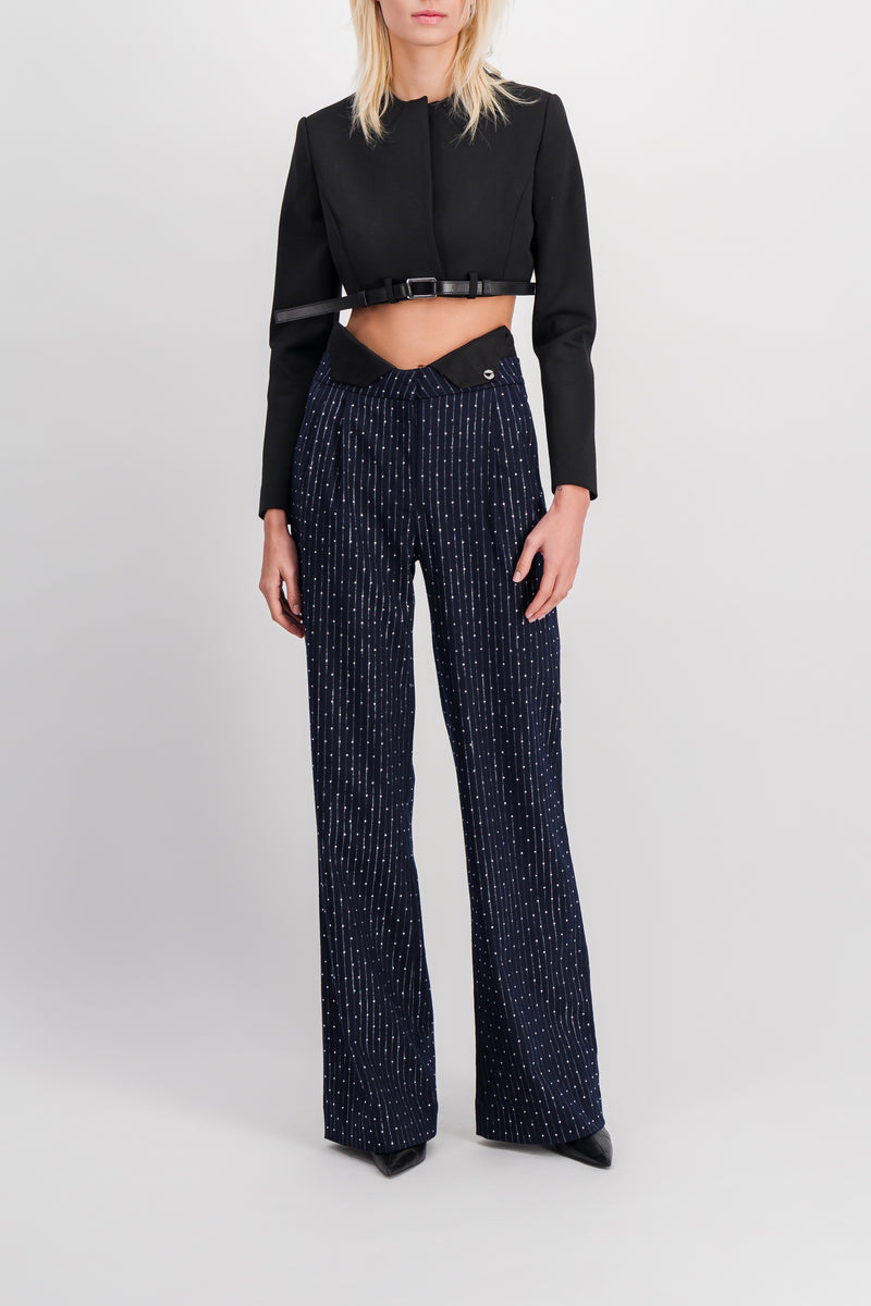 Coperni - Crystal wide leg tuxedo pants