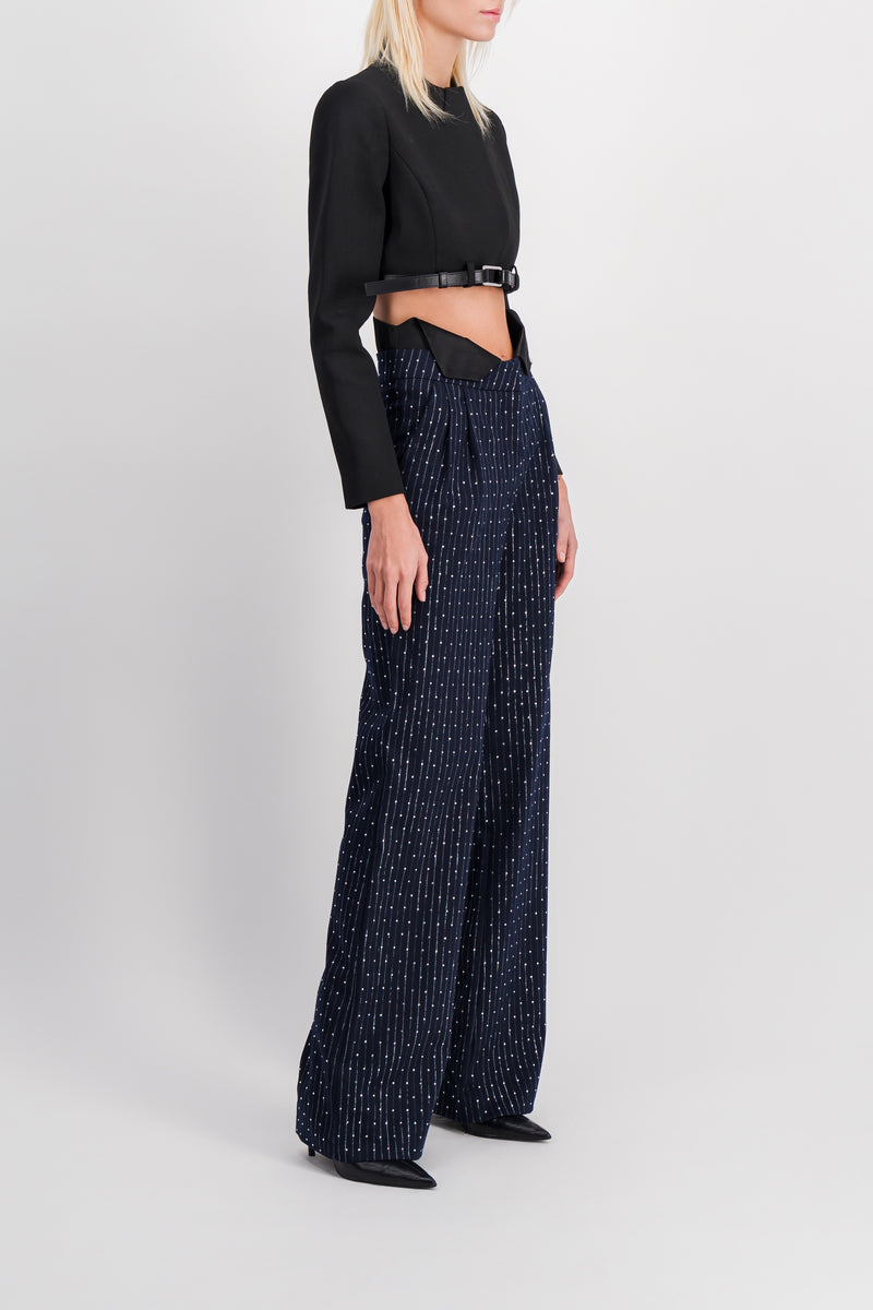 Coperni - Crystal wide leg tuxedo pants