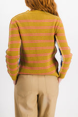 Stripped multi-color mohair cardigan