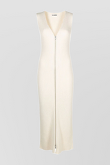 Knitted A-line maxi dress with zipped front