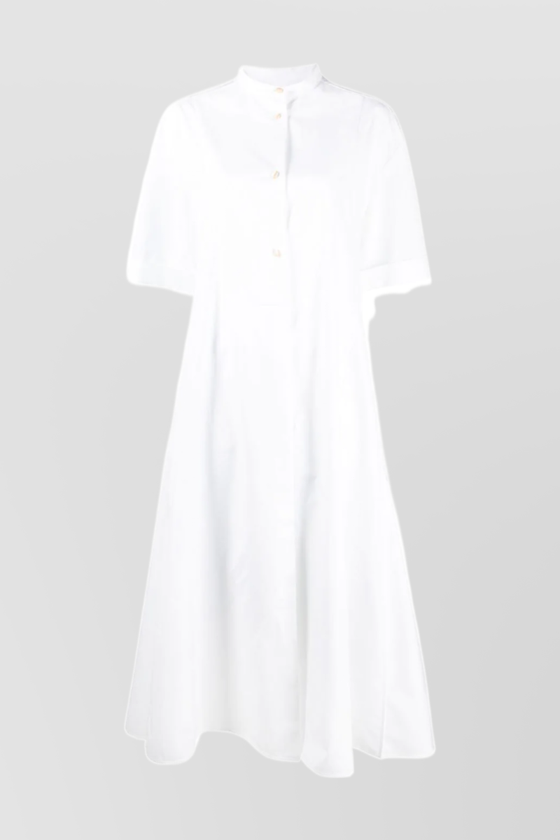 Jil Sander - A-line maxi dress in heavy cotton poplin and wide short sleeves