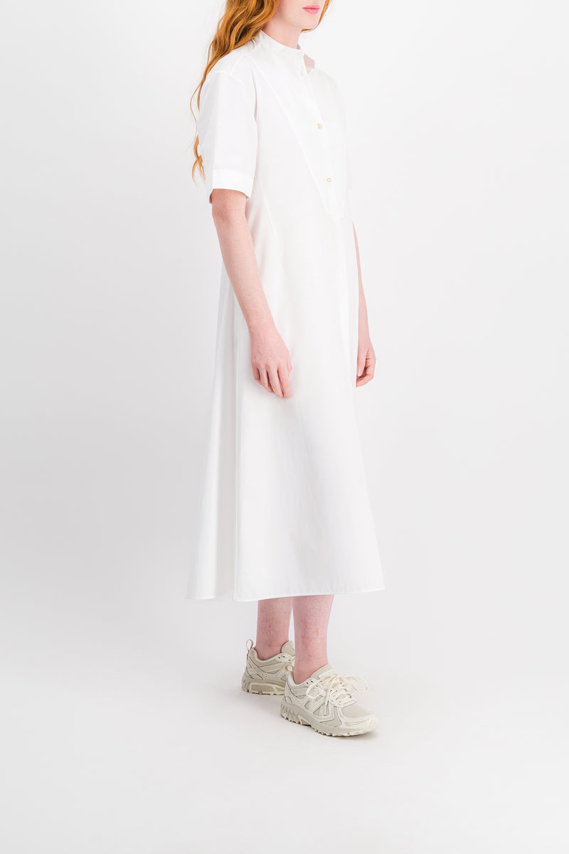 Jil Sander - A-line maxi dress in heavy cotton poplin and wide short sleeves