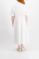 A-line maxi dress in heavy cotton poplin and wide short sleeves