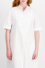 A-line maxi dress in heavy cotton poplin and wide short sleeves