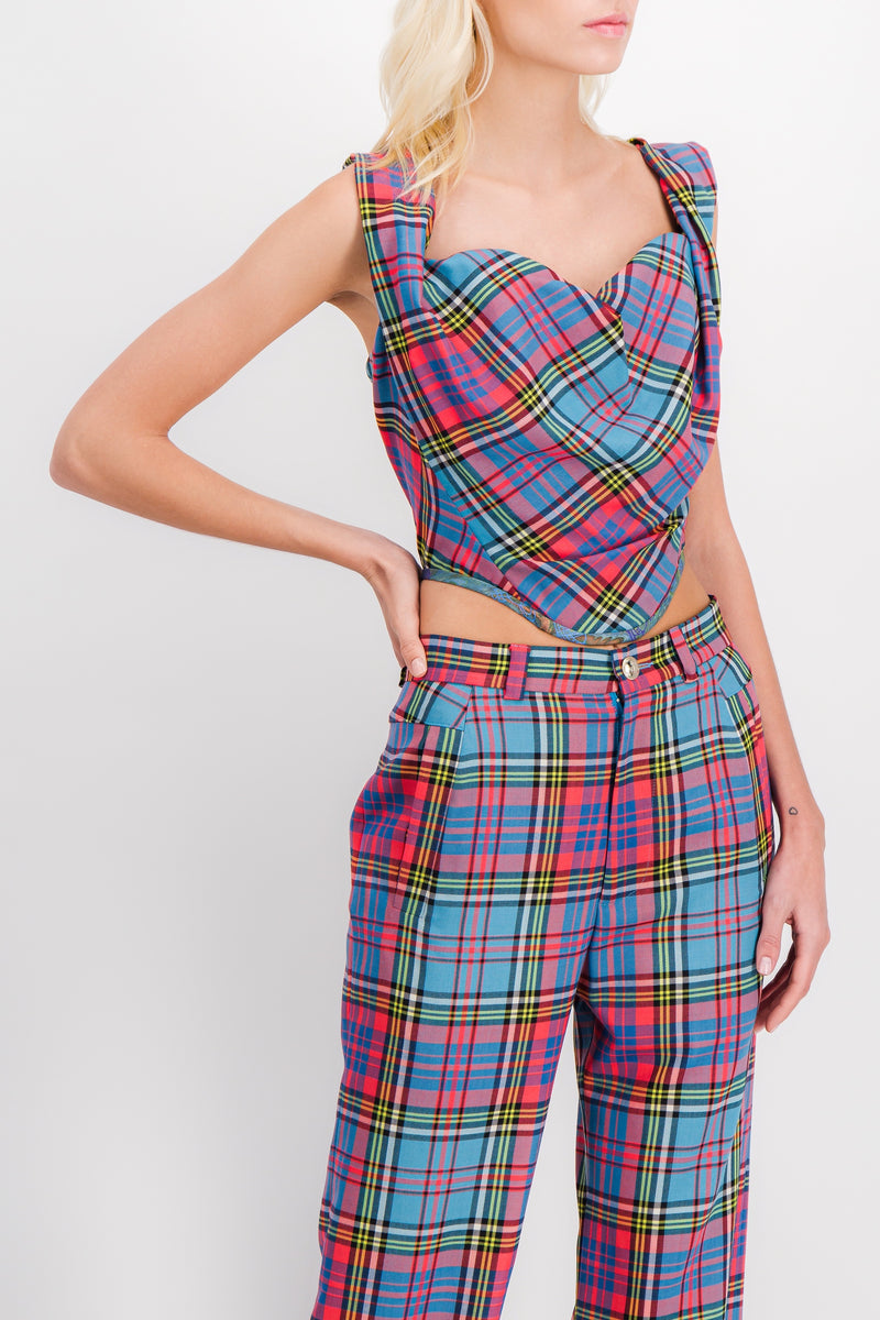 Vivienne Westwood - Tartan wool off-shoulder corset