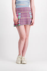 Tartan knit mini skirt