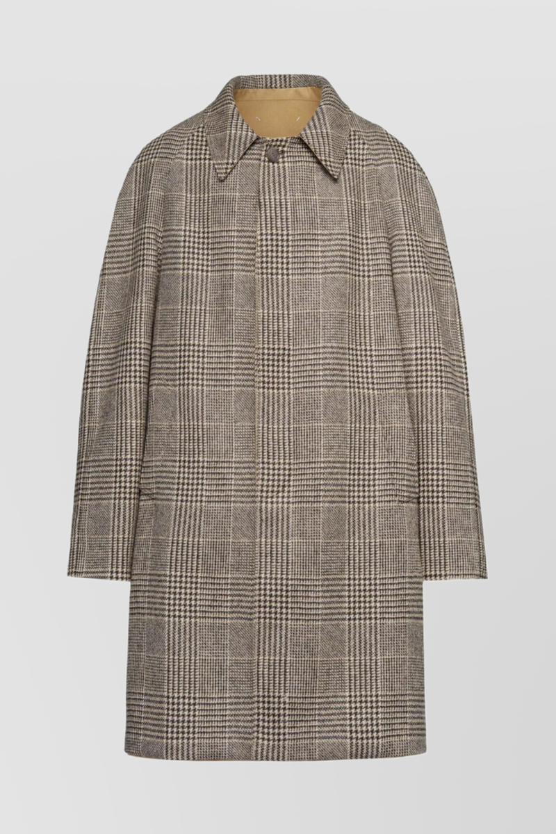 Maison Margiela - Short checked trench coat with wide sleeves