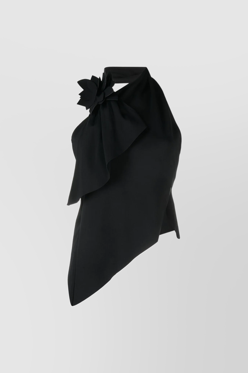 Coperni - floral-appliqué backless asymmetric top