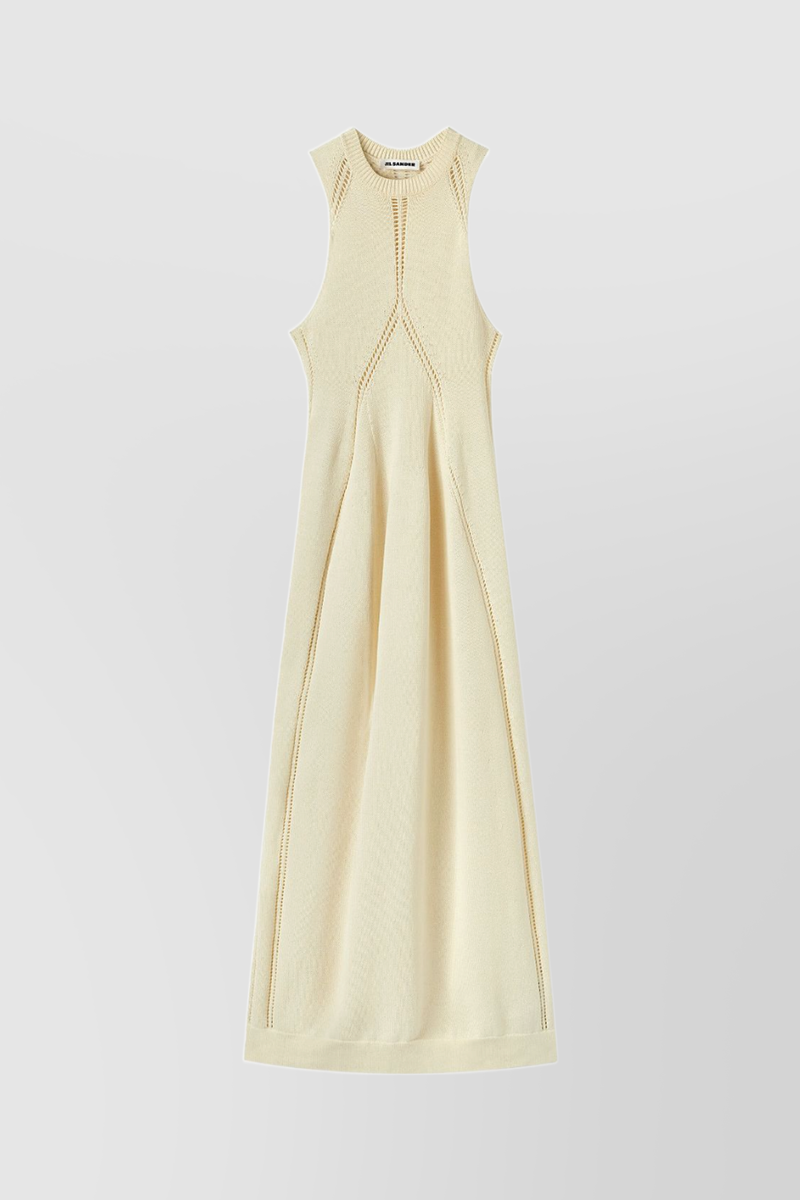 Jil Sander - Beige knitted cut-out sleeveless midi dress
