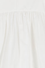 Puff sleeve recycled faille blouse with scallop hem