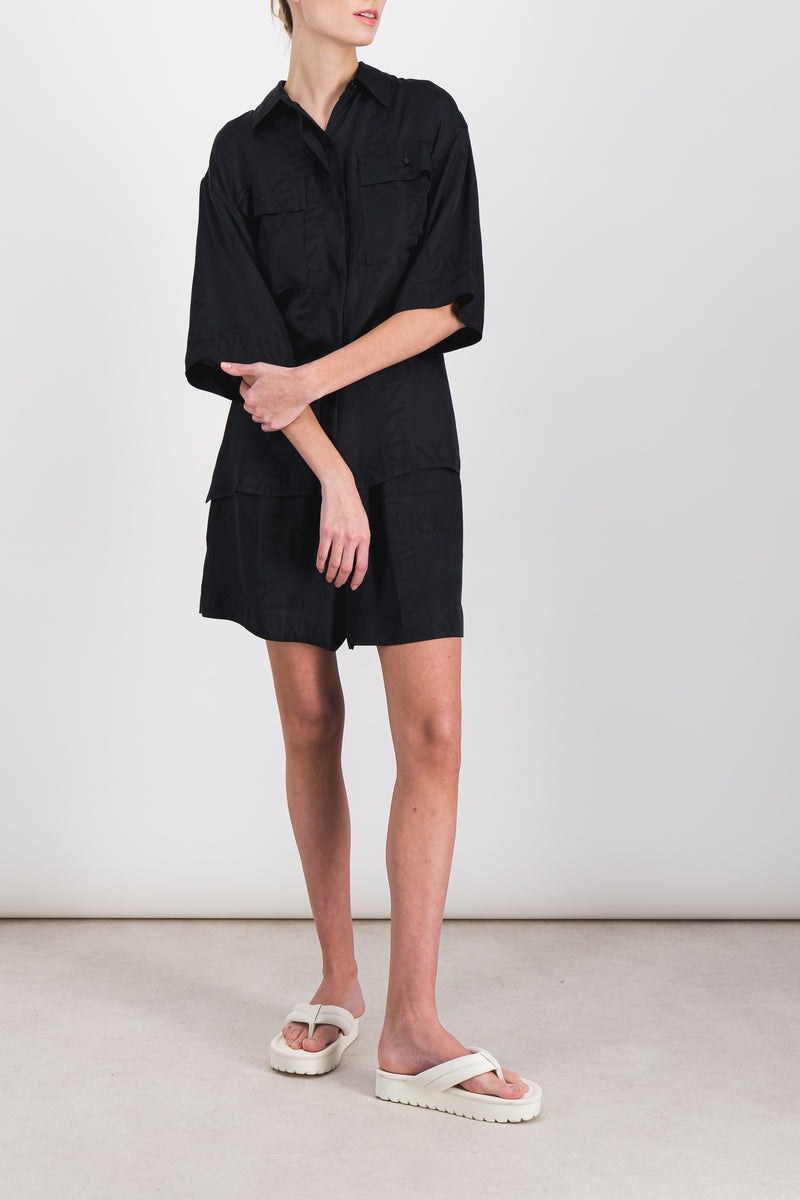 JW Anderson - Boxy fit satin logo-grid shirt