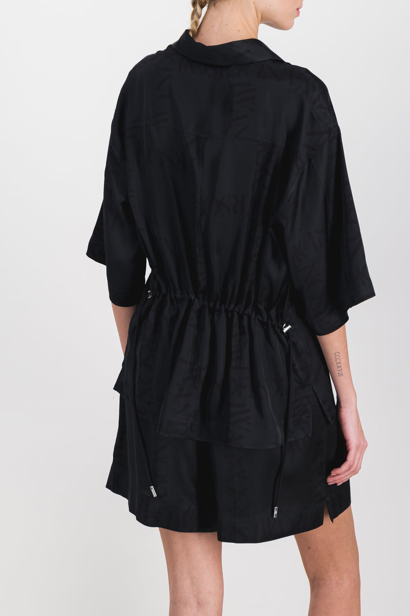 JW Anderson - Boxy fit satin logo-grid shirt