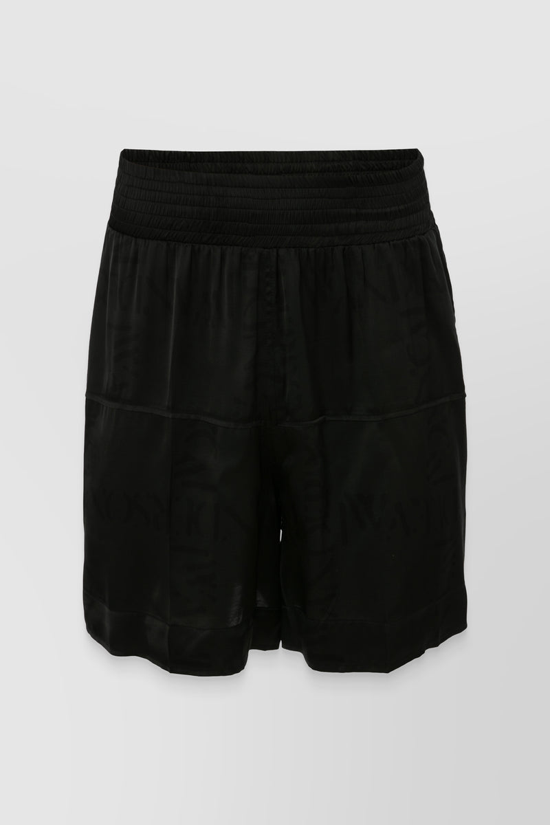 JW Anderson - Panelled satin logo-grid boxing shorts